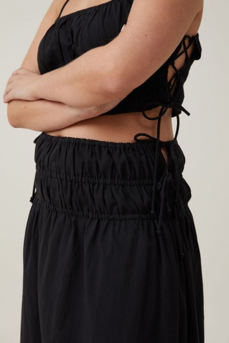 Cotton On Lucy Shirred Maxi Women's Skirt Black | pZvI3sRJYo3