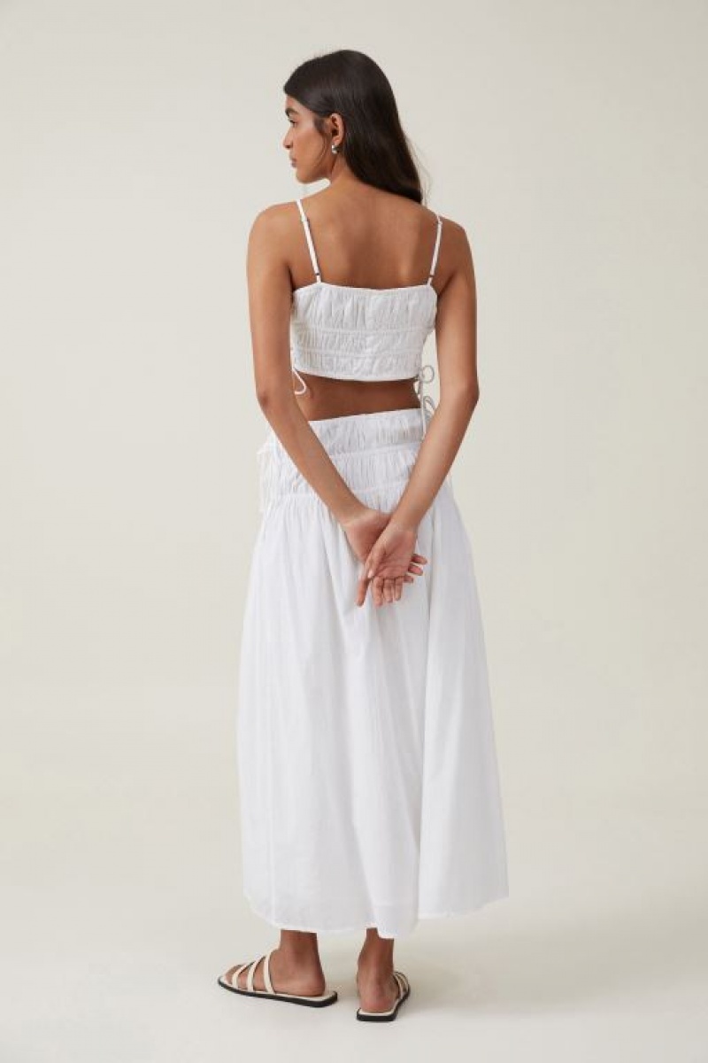 Cotton On Lucy Shirred Maxi Women's Skirt White | amSmxp4AEkg