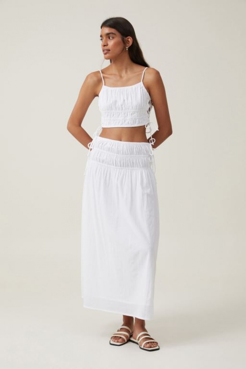 Cotton On Lucy Shirred Women's Cami White | g1Uji4lYUIs