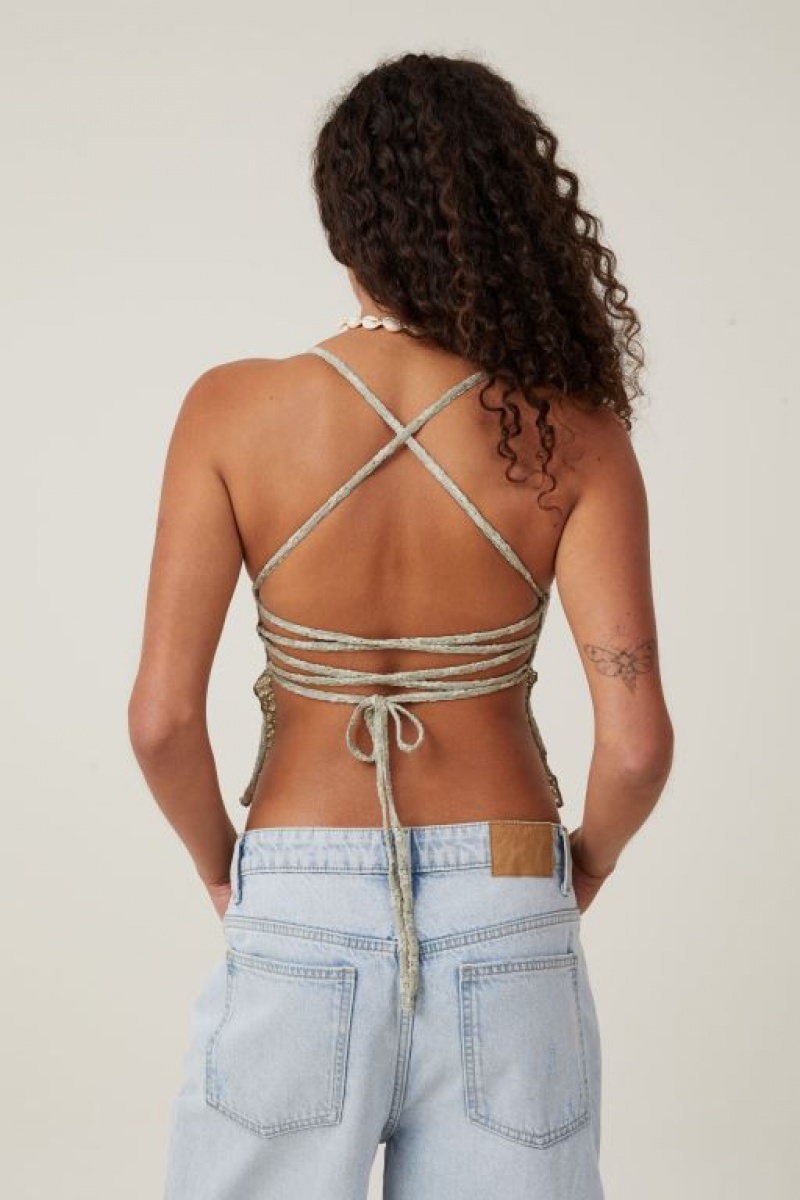 Cotton On Luna Backless Women's Cami Olive | AIyCCKl7kYO