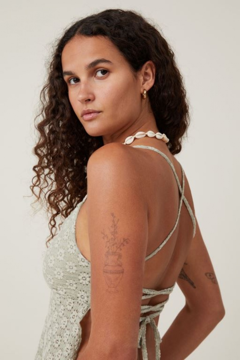 Cotton On Luna Backless Women's Cami Olive | AIyCCKl7kYO