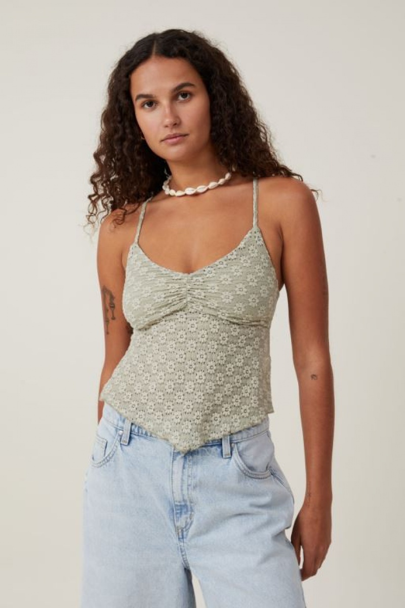 Cotton On Luna Backless Women\'s Cami Olive | AIyCCKl7kYO