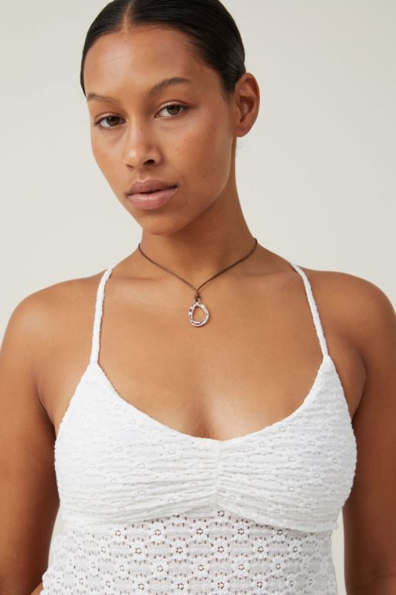Cotton On Luna Backless Women's Cami White | oH9U2cHNJrC