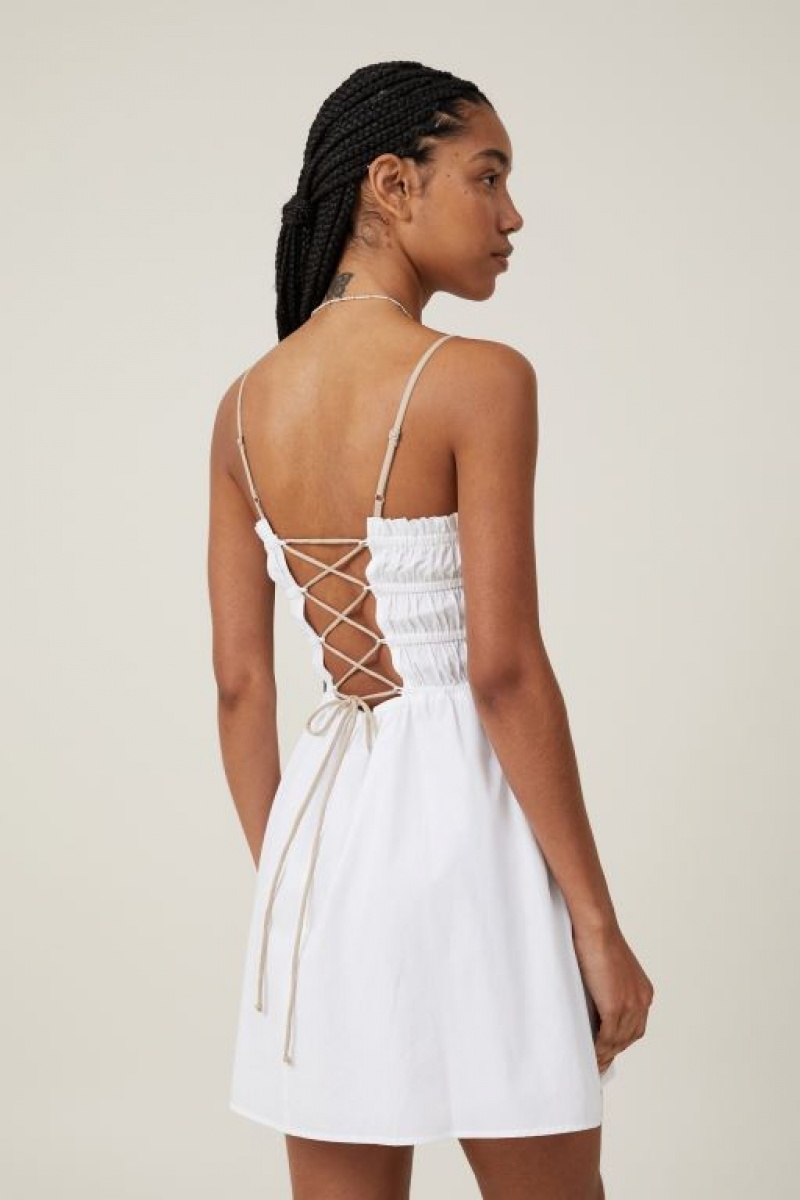 Cotton On Maddy Contrast Trim Women's Mini Dress White | HLotQhzqytE