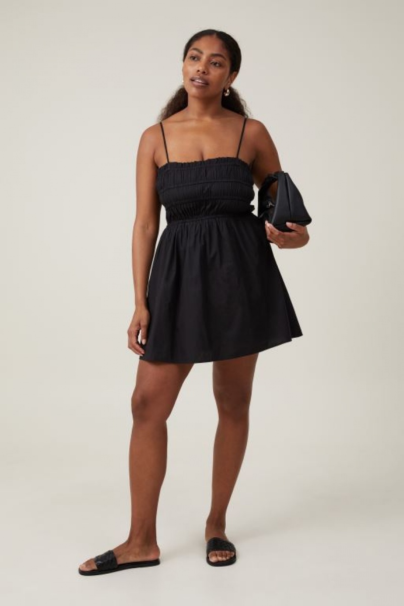 Cotton On Maddy Contrast Trim Women's Mini Dress Black | 6bHxzKCqulN