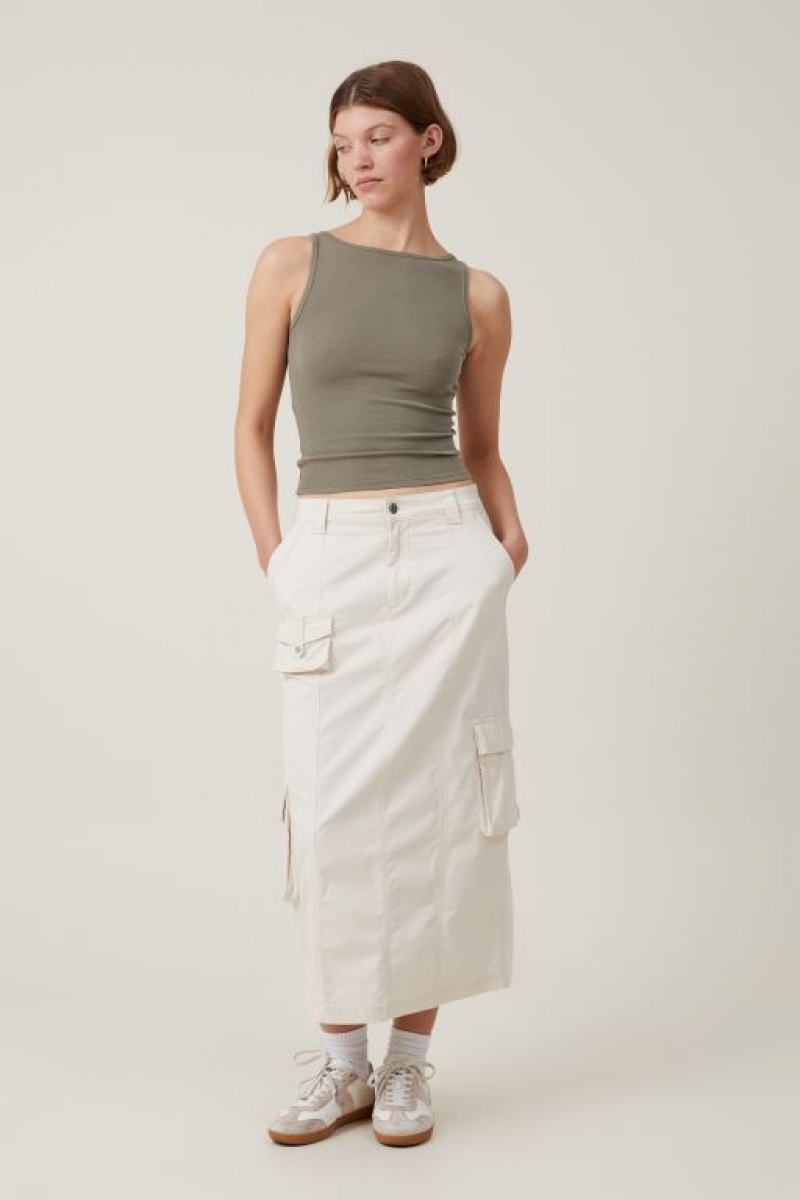 Cotton On Madison Boat Neck Women's Tanks Washed | WwjsSjBx8W1