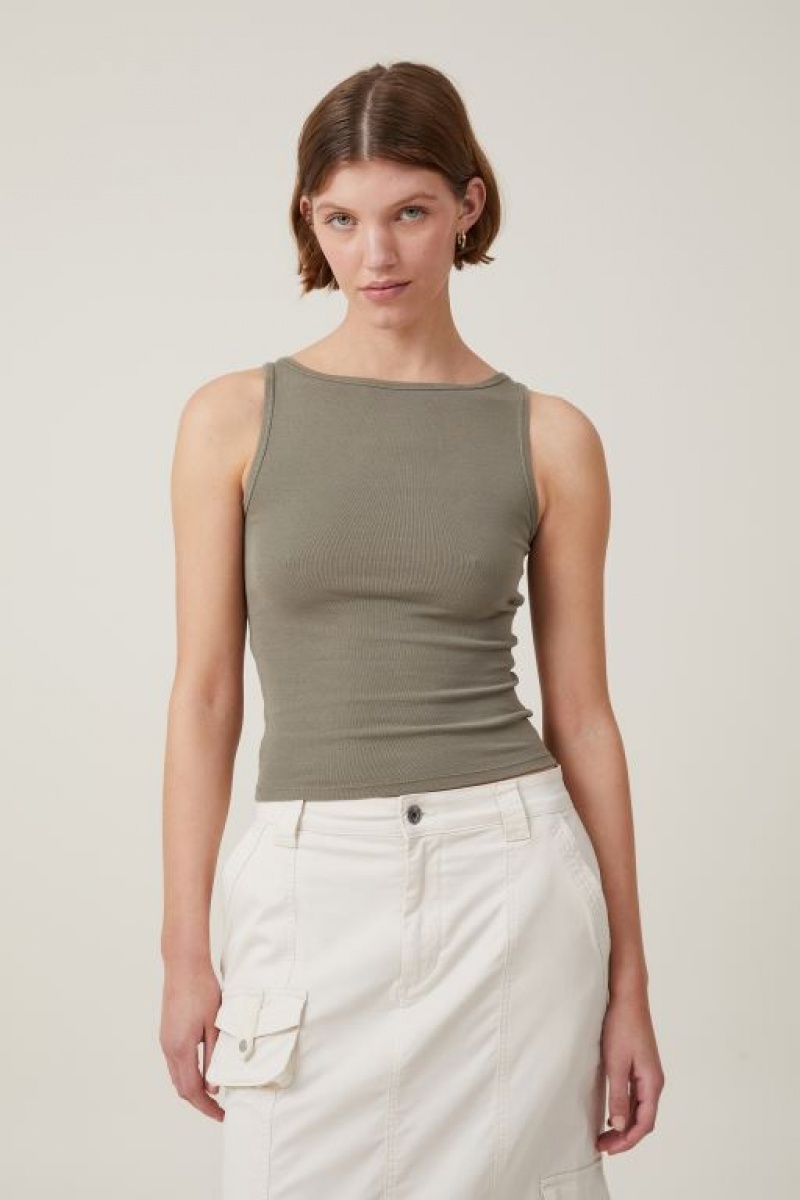 Cotton On Madison Boat Neck Women\'s Tanks Washed | WwjsSjBx8W1