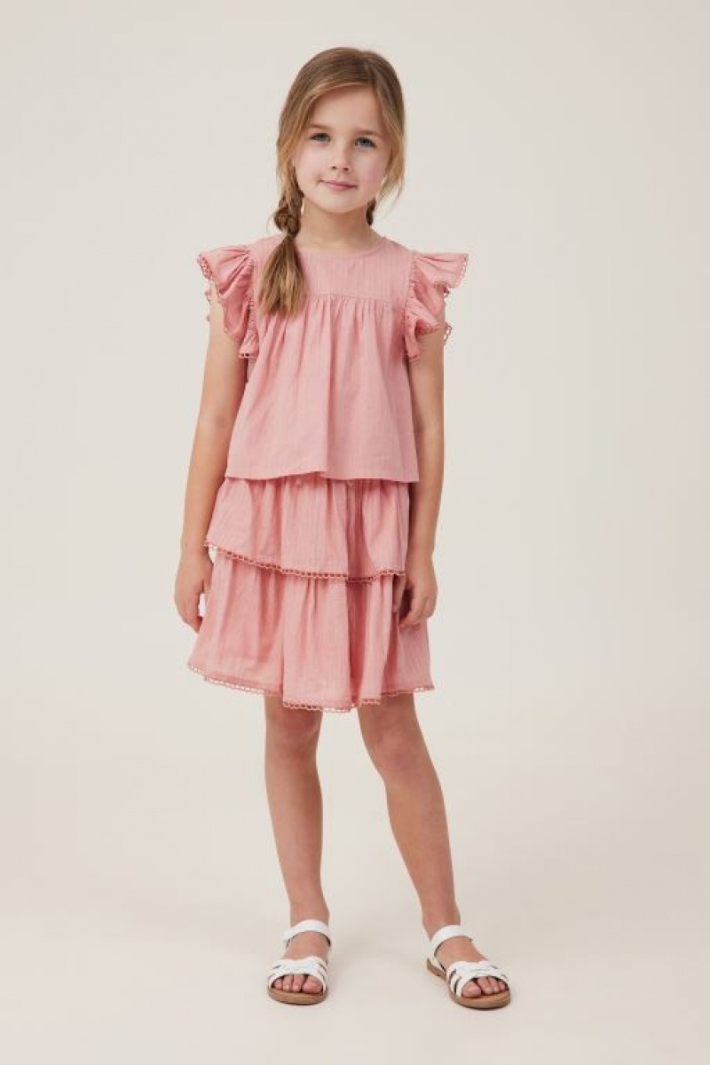 Cotton On Madison Scallop Sleeve Girls' T Shirts Stripes | 7YpaoPnMfGQ