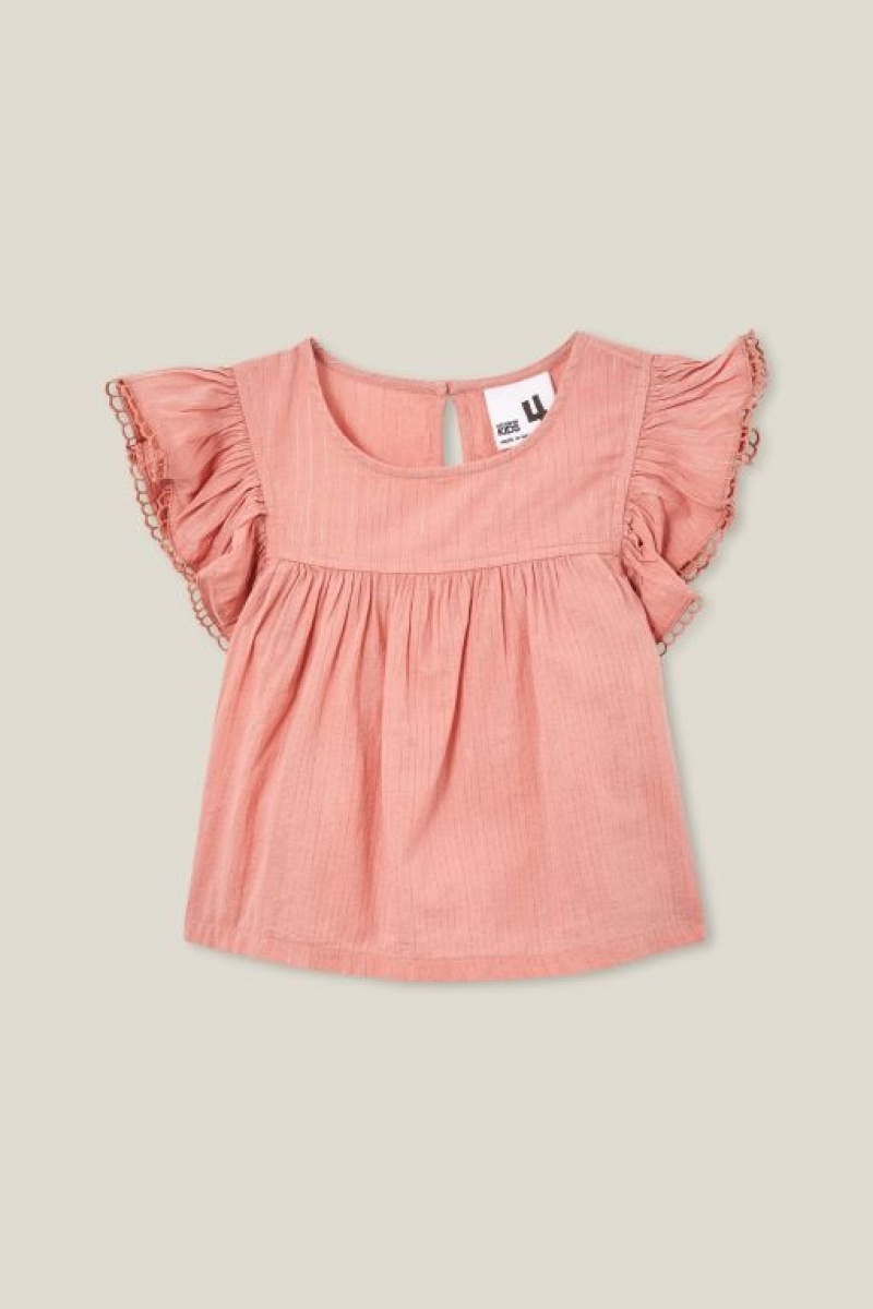 Cotton On Madison Scallop Sleeve Girls' T Shirts Stripes | 7YpaoPnMfGQ