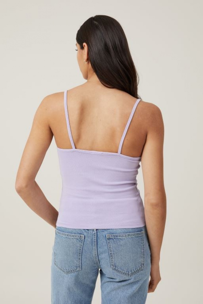 Cotton On Madison V Neck Women's Cami Purple | 4UrOSDpfw7c