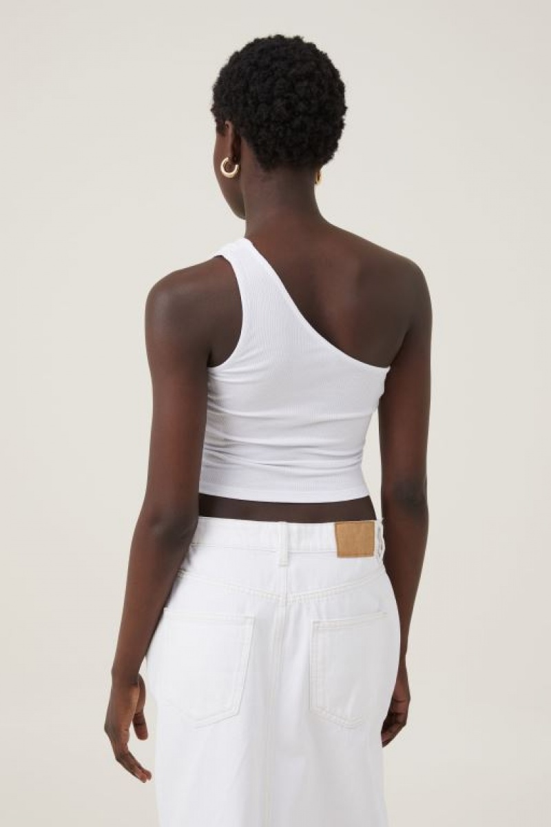 Cotton On Marli One Shoulder Rouched Women's Tanks White | kkvZ33E8c0Q