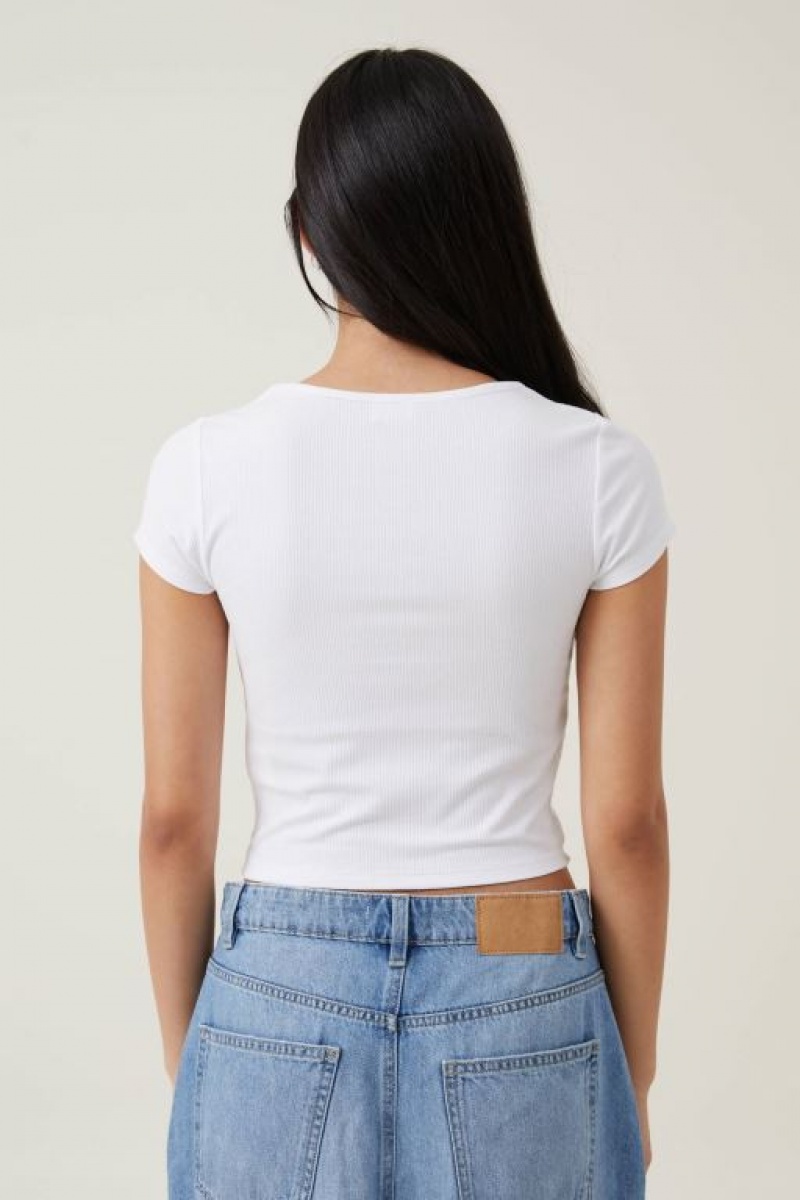Cotton On Marli Rouched Front Short Sleeve Women's T Shirts White | ky4dTTLtg1t