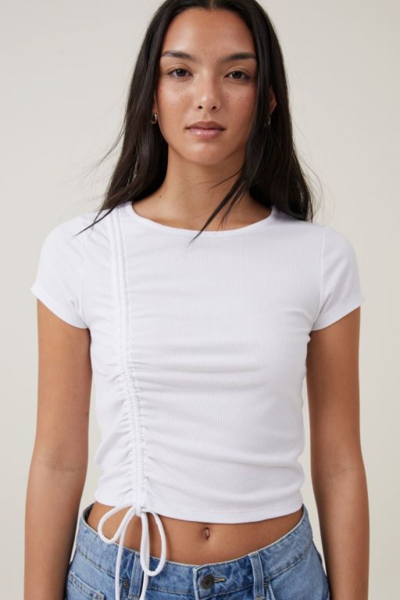 Cotton On Marli Rouched Front Short Sleeve Women's T Shirts White | ky4dTTLtg1t