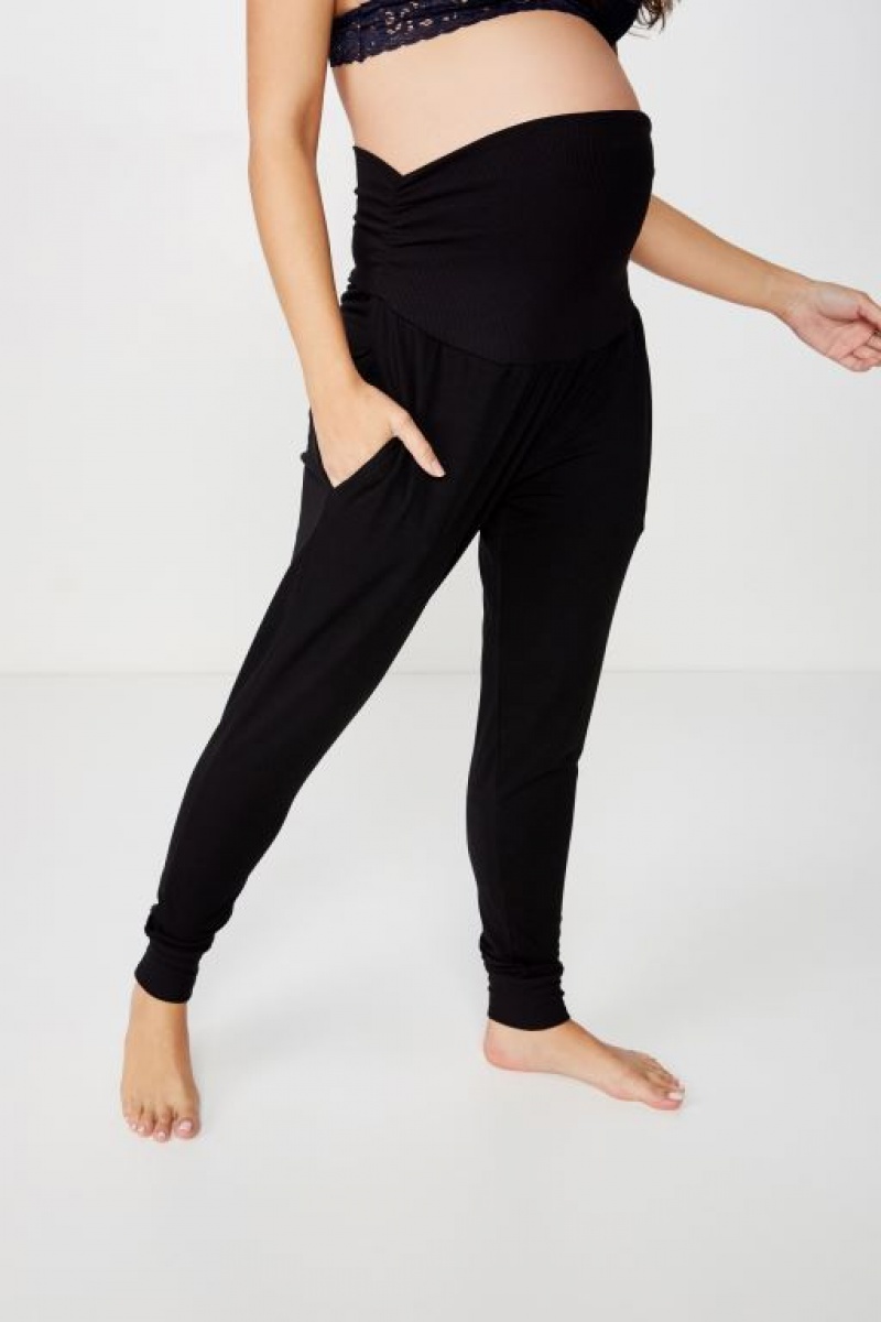 Cotton On Maternity Drop Crotch Studio Women\'s Track Pants Black | aMq6clujwyW