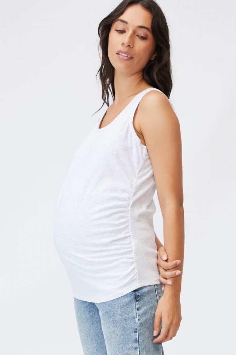 Cotton On Maternity Everyday Gathered Side Women's Tanks Silver | WimL4WTBuK0