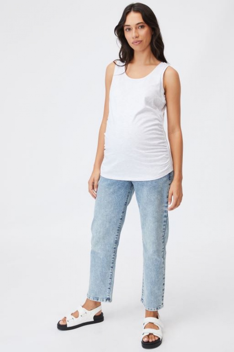 Cotton On Maternity Everyday Gathered Side Women's Tanks Silver | WimL4WTBuK0