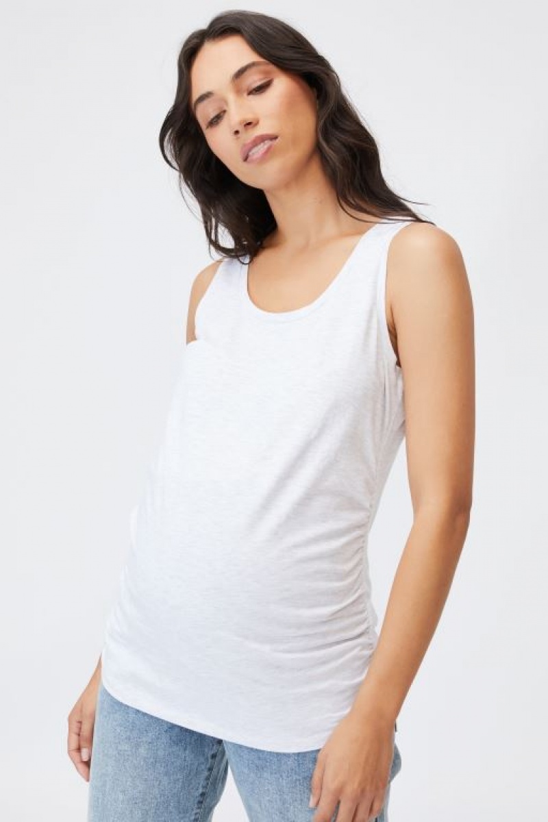 Cotton On Maternity Everyday Gathered Side Women\'s Tanks Silver | WimL4WTBuK0