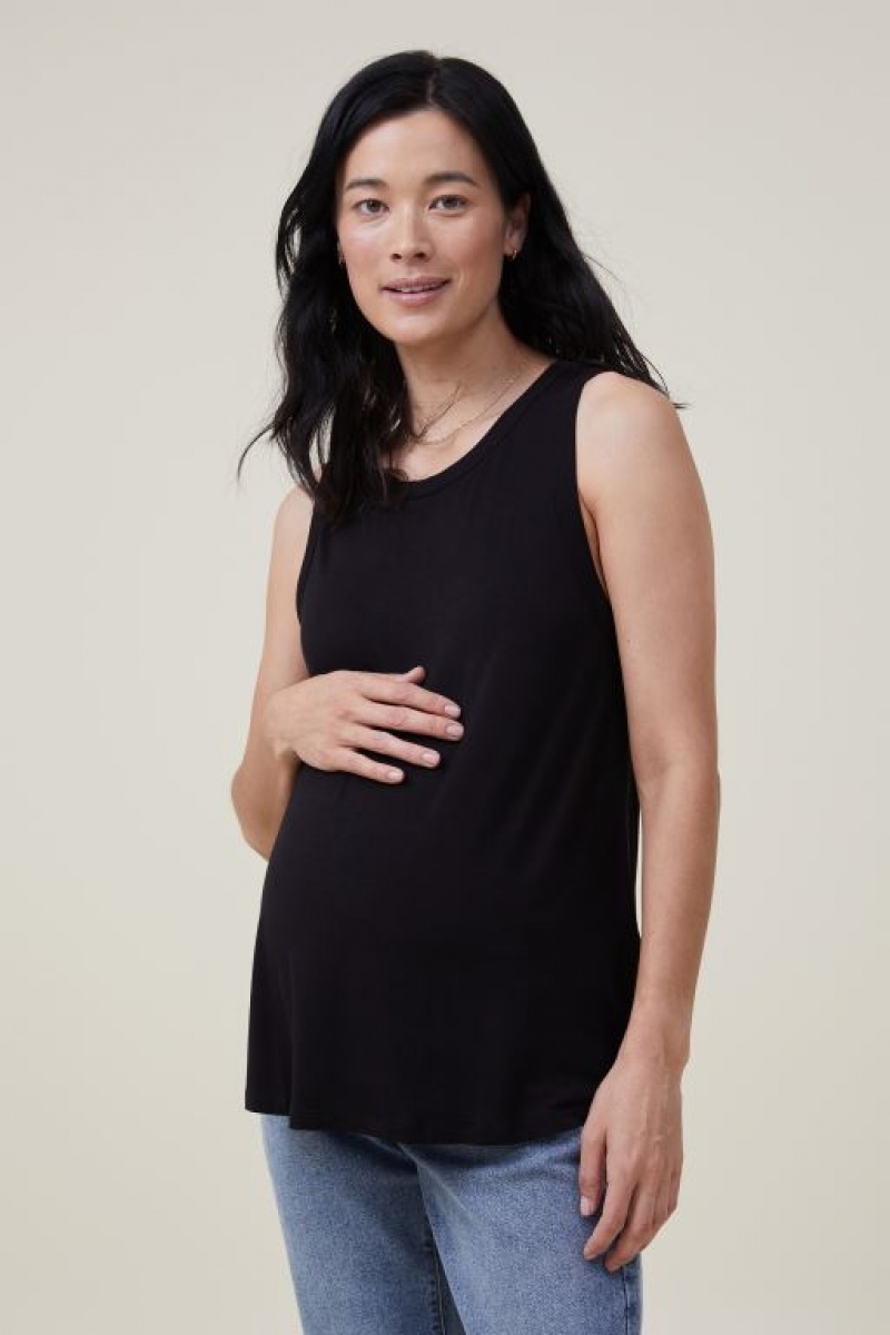 Cotton On Maternity Everyday Girlfriend _3 Pack Women's Tanks Black White Stripes White Green | vtLUOYClIjB