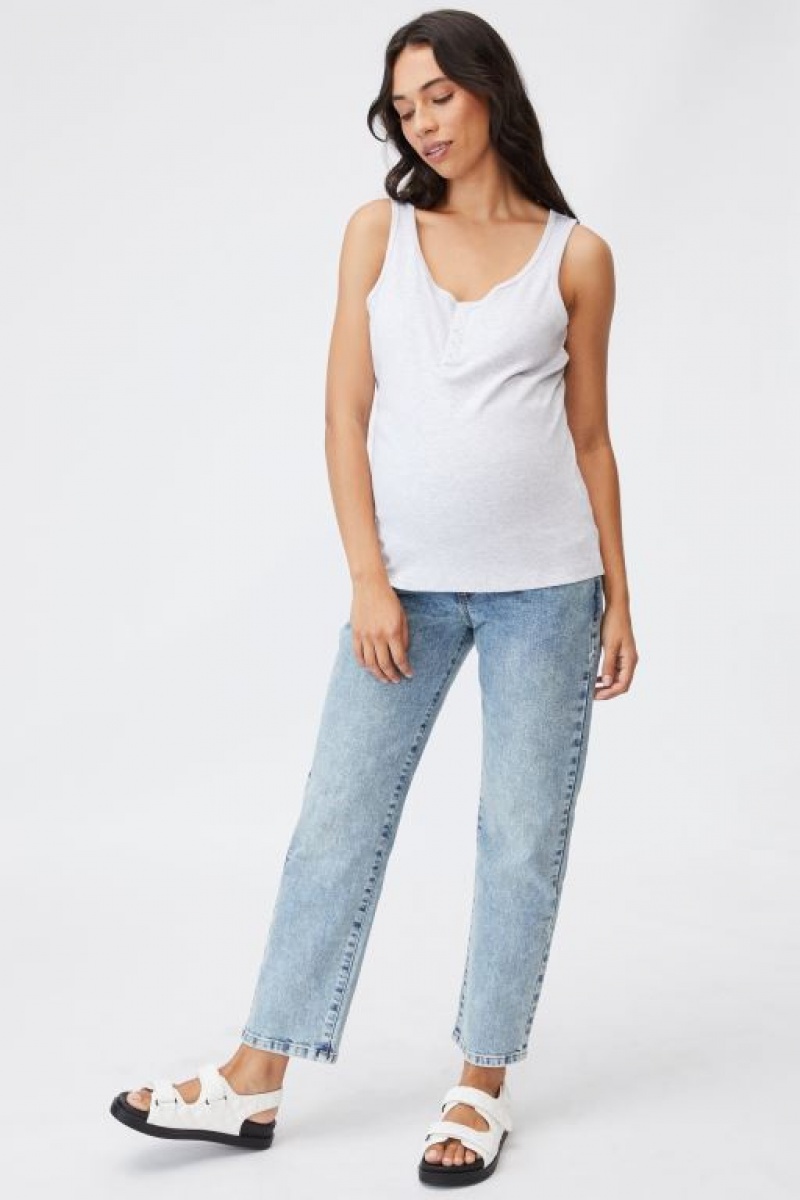Cotton On Maternity Henley Sleeveless Women's Tanks Silver | mQXYo9jUsMP
