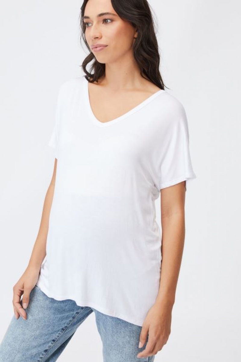 Cotton On Maternity Karly Short Sleeve Women's T Shirts White | PYt2fkey5Ev