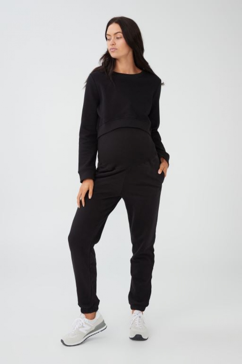 Cotton On Maternity Plush Gym Track Women\'s Pants Black | jYIsxCfoYzR