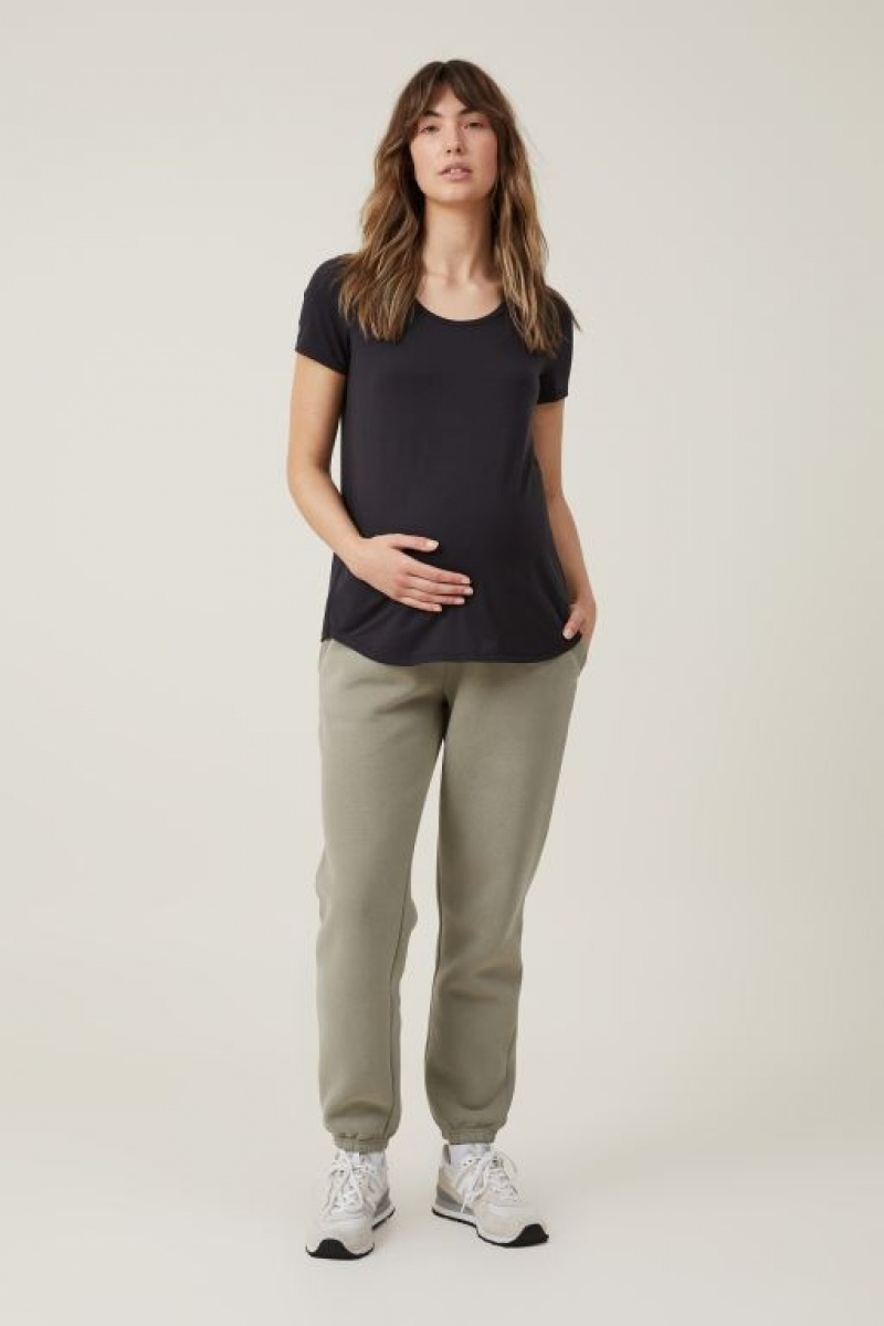 Cotton On Maternity Plush Gym Track Women\'s Track Pants Khaki | J9OCbB9bcDV