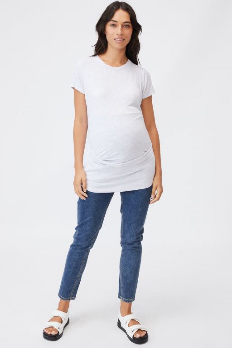 Cotton On Maternity Wrap Front Short Sleeve Women's T Shirts Silver | 8OCEkf3lQZA