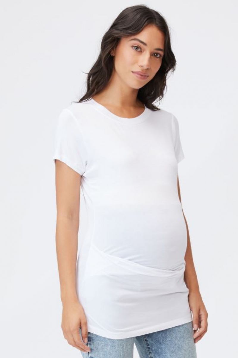 Cotton On Maternity Wrap Front Short Sleeve Women's T Shirts White | L4nJbtzp9lO