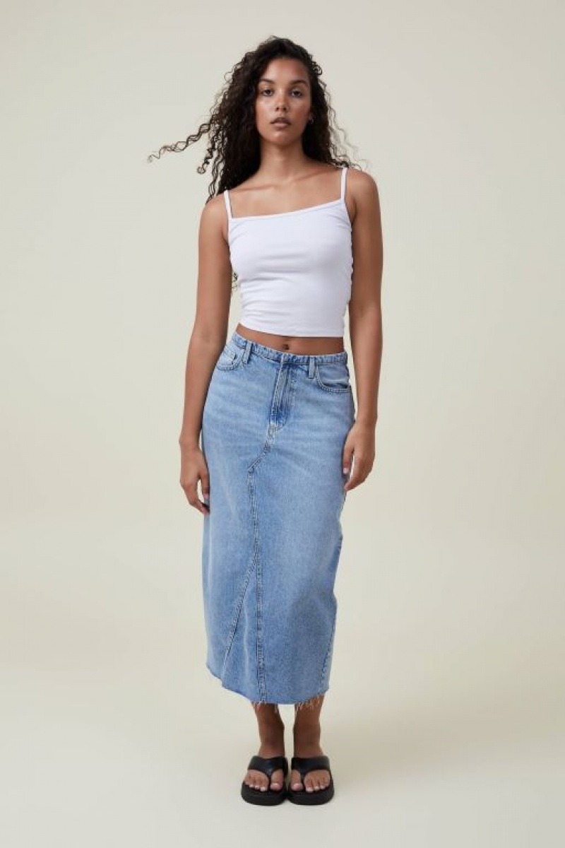 Cotton On Maxi Denim Women\'s Skirt Blue | RjNfYmnyz15