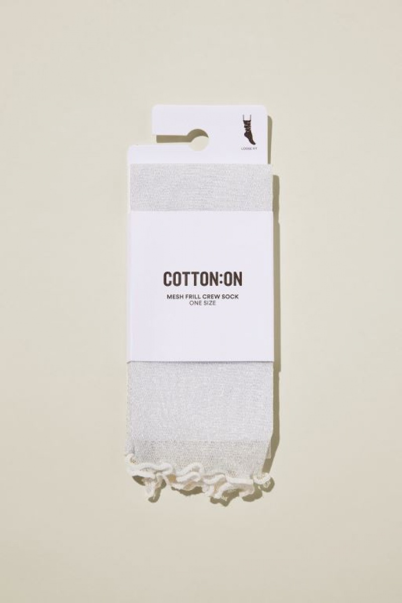 Cotton On Mesh Frill Crew Women\'s Socks Silver | zk7ugSxSsib