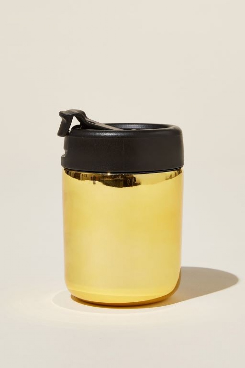 Cotton On Metal Coffee Cup Men\'s Water Bottles Gold / Black | 3wFuU24s3Cc