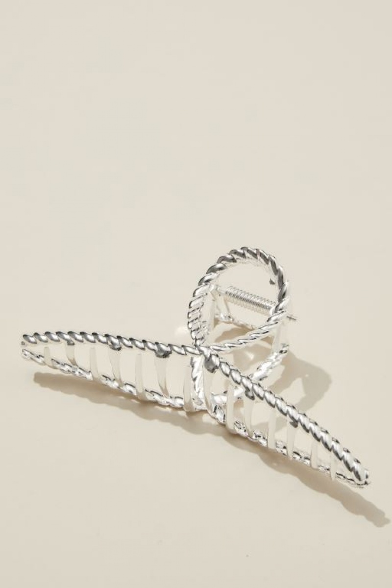 Cotton On Metal Hair Claw Women\'s Hair Accessories Silver | NAQqFLOp1DQ