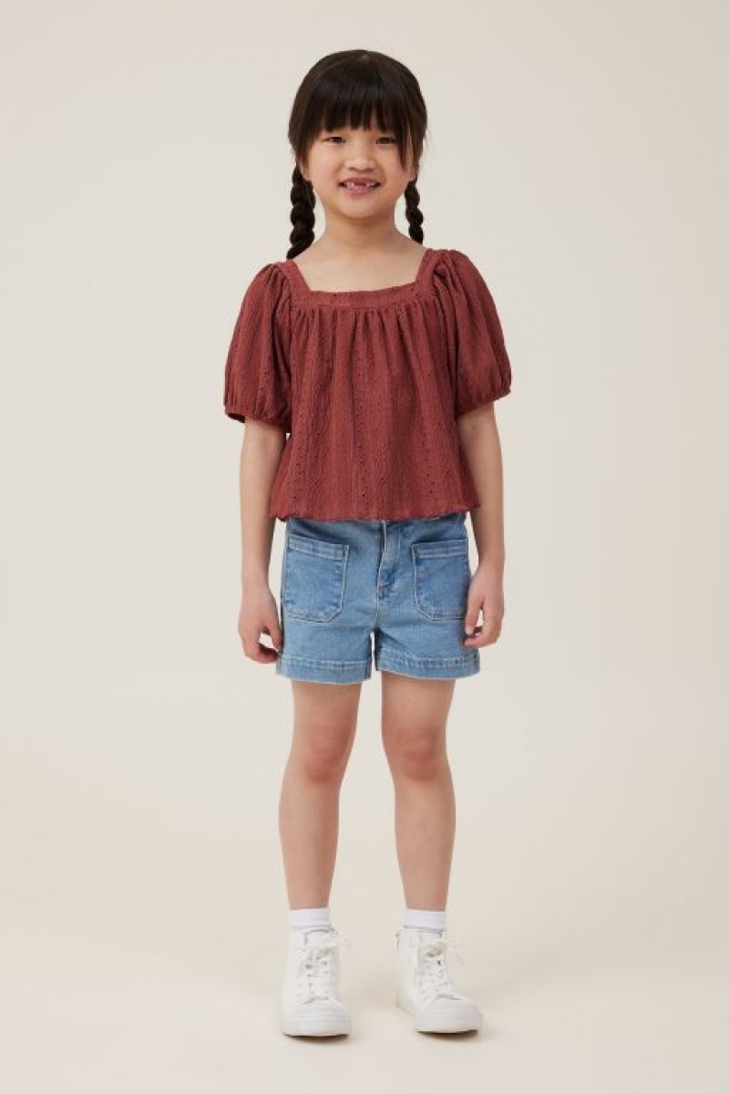 Cotton On Mia Stretch Denim Girls' Shorts Wash | ScnujRPoiGH