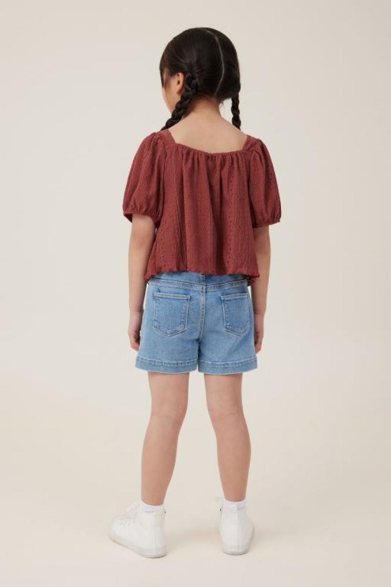 Cotton On Mia Stretch Denim Girls' Shorts Wash | ScnujRPoiGH