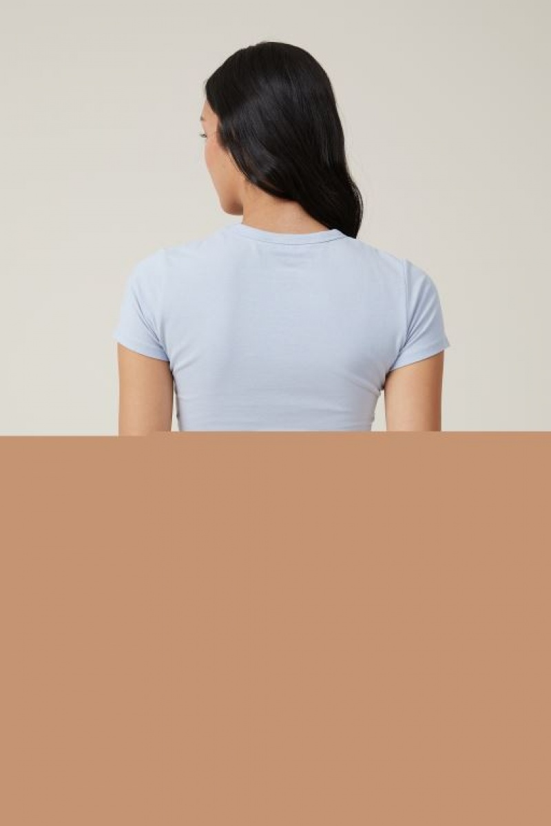 Cotton On Micro Crop Women's T Shirts Blue | nrFucvydqRq