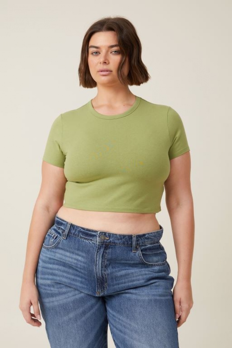 Cotton On Micro Crop Women's T Shirts Green | oCf9ym1wEWu