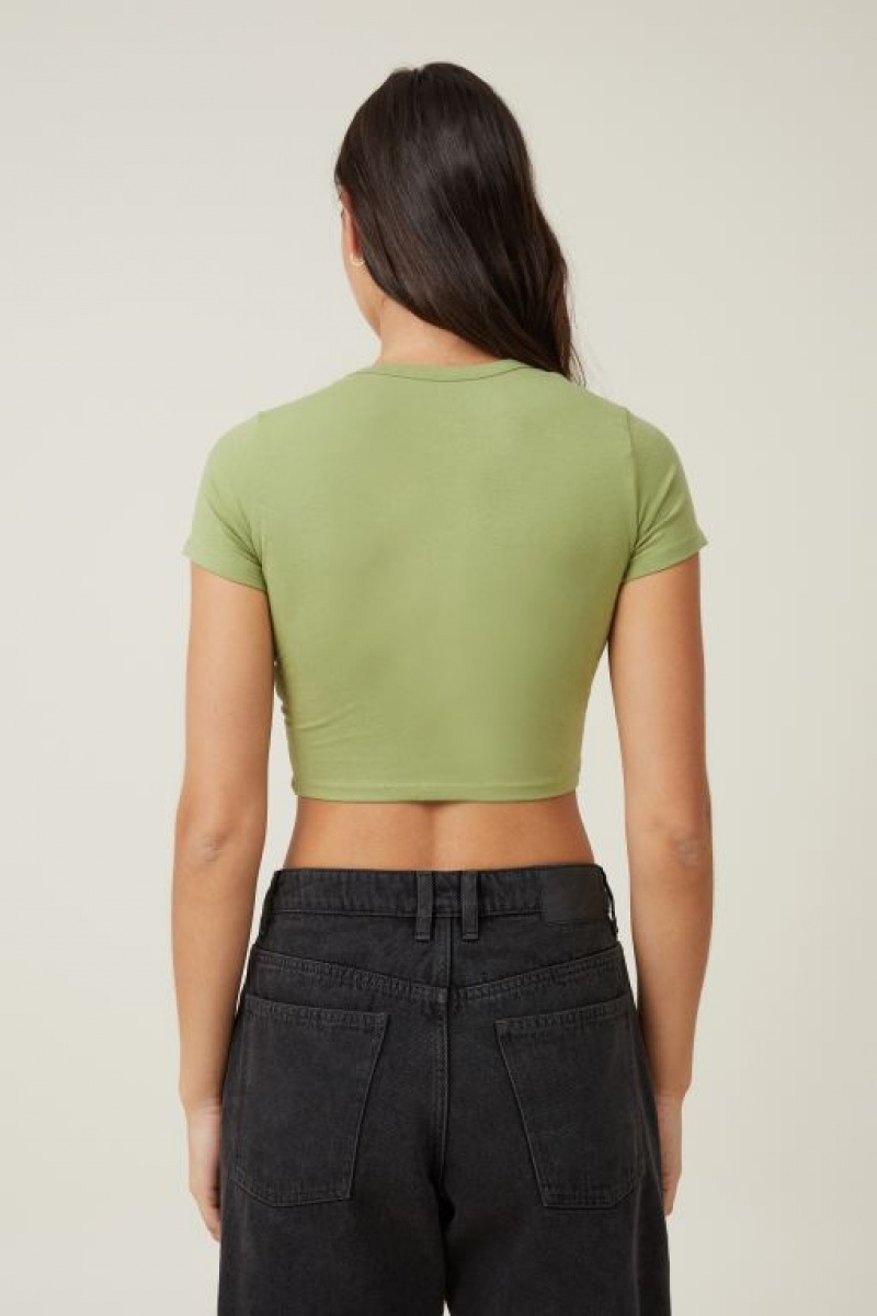 Cotton On Micro Crop Women's T Shirts Green | oCf9ym1wEWu