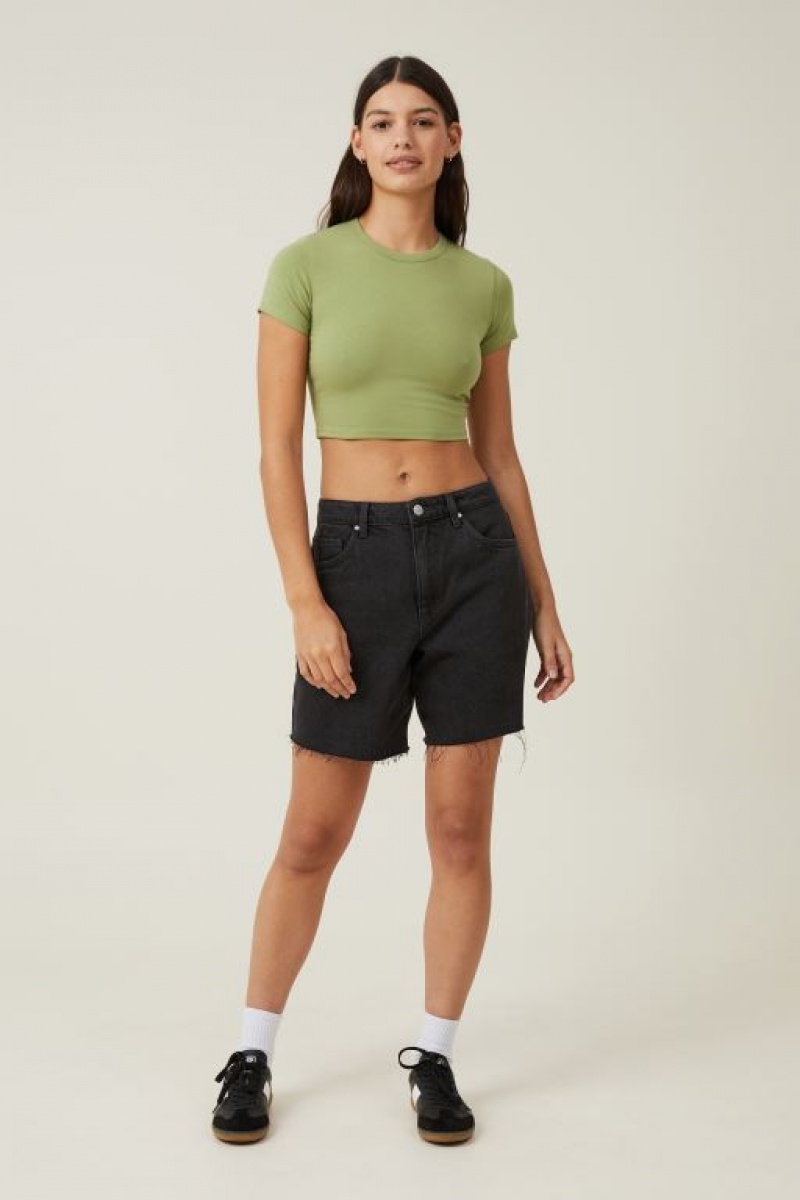 Cotton On Micro Crop Women's T Shirts Green | oCf9ym1wEWu