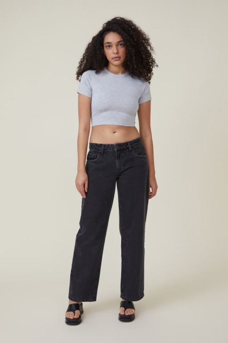 Cotton On Micro Crop Women's T Shirts Grey | f7DT8BwGxnQ