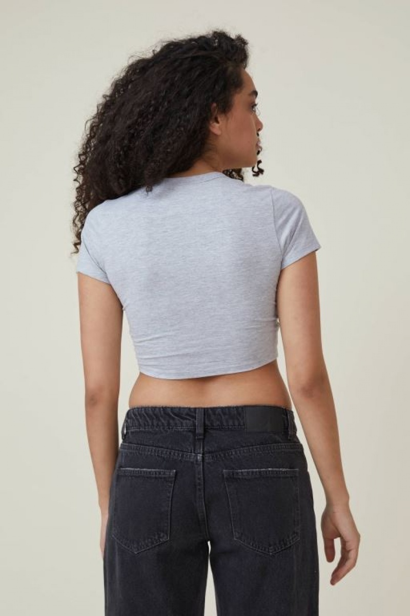 Cotton On Micro Crop Women's T Shirts Grey | f7DT8BwGxnQ