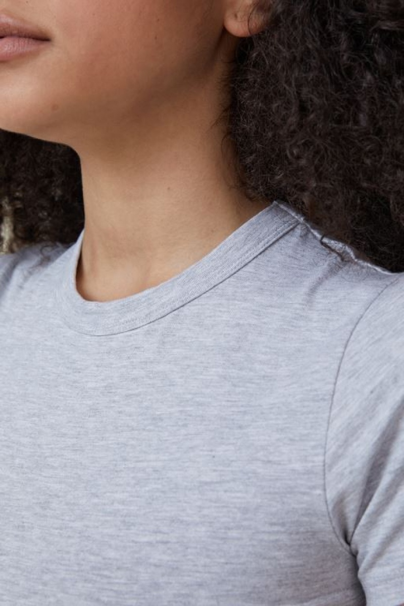 Cotton On Micro Crop Women's T Shirts Grey | f7DT8BwGxnQ