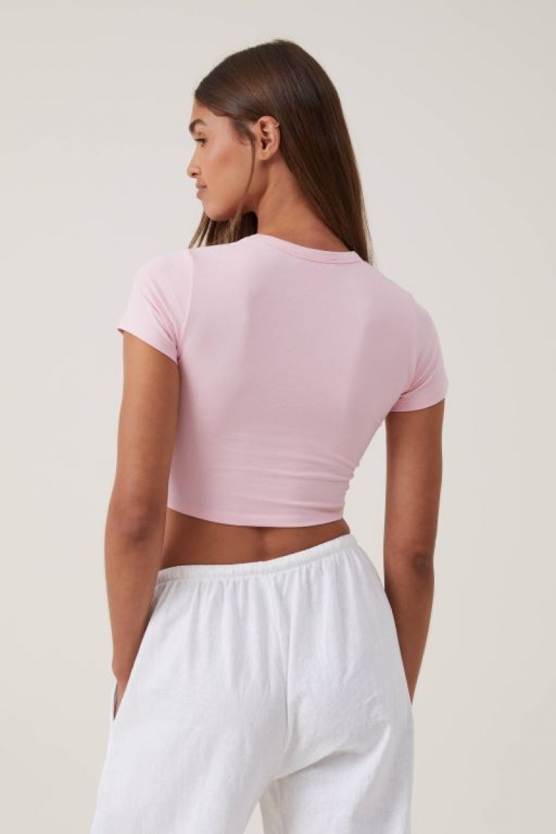 Cotton On Micro Crop Women's T Shirts Pink | UynQ6YwSJ0g