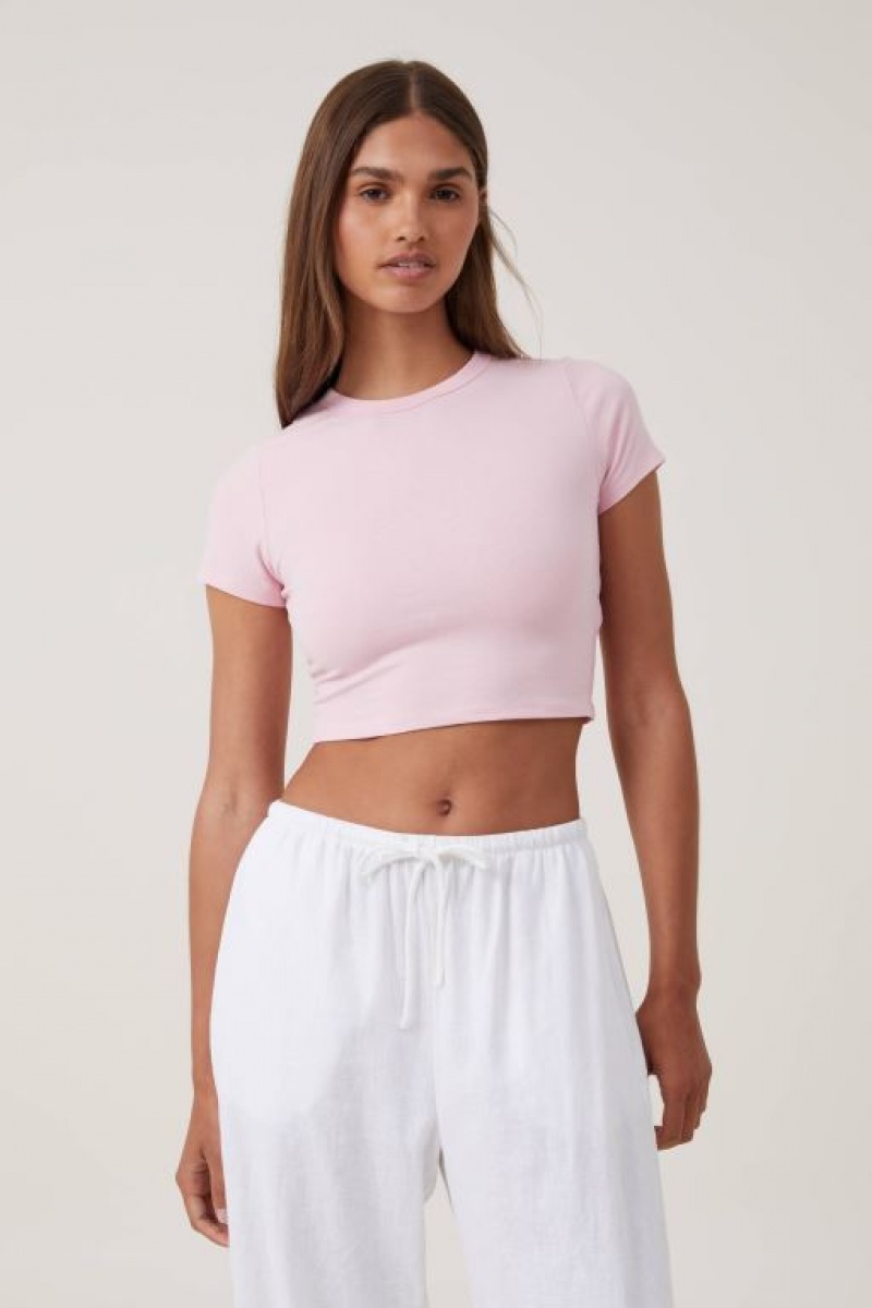Cotton On Micro Crop Women\'s T Shirts Pink | UynQ6YwSJ0g
