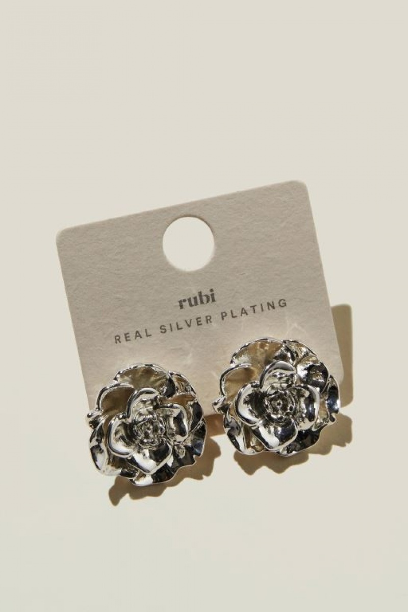 Cotton On Mid Charm Earring Women's Jewellery Silver Flower | P0PhJaLBQ6G