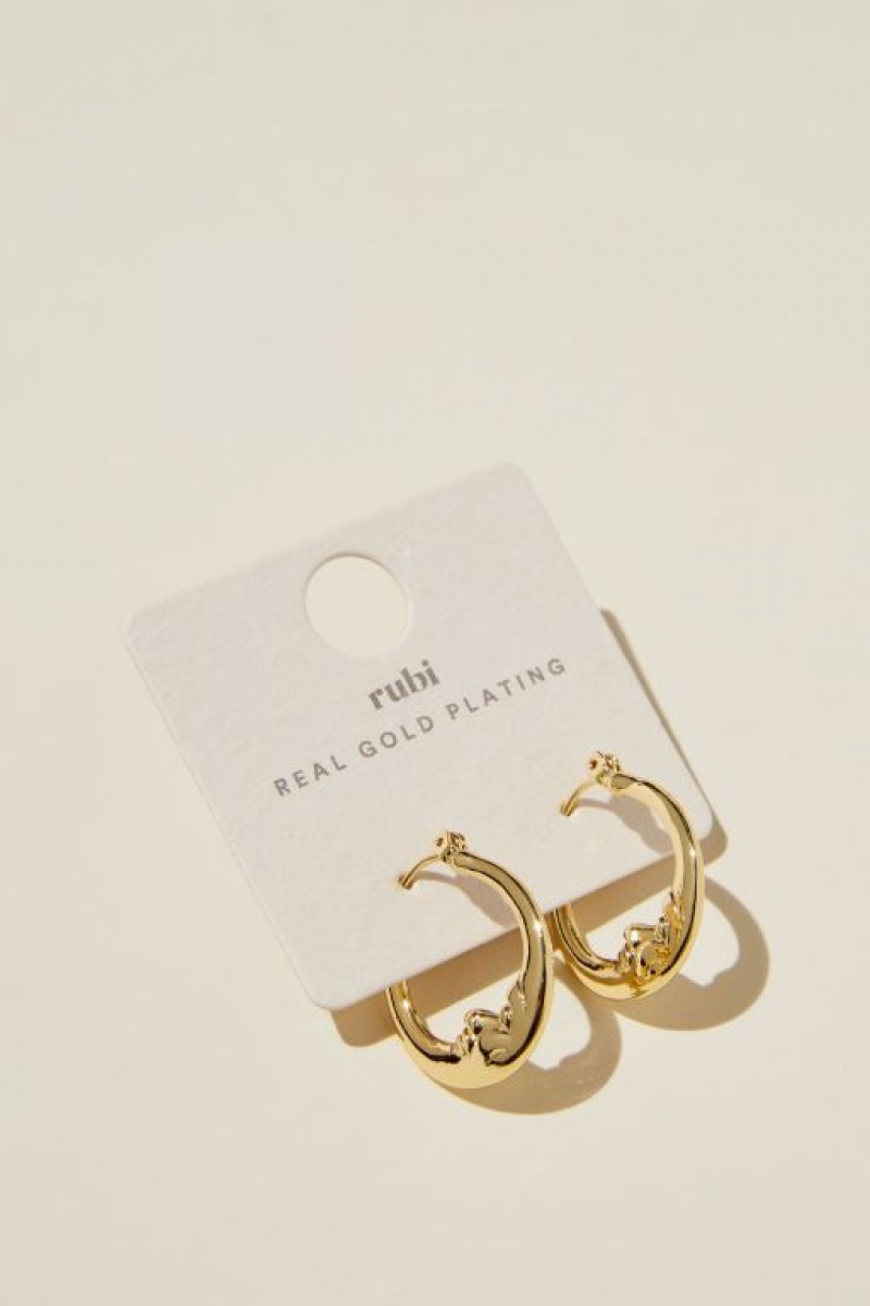 Cotton On Mid Hoop Earring Women's Jewellery Gold | 3a6nC8uX8RY