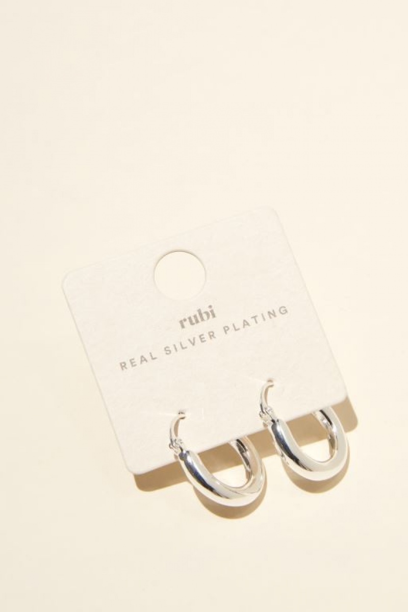 Cotton On Mid Hoop Earring Women's Jewellery Silver | TCOfnQqWIBb