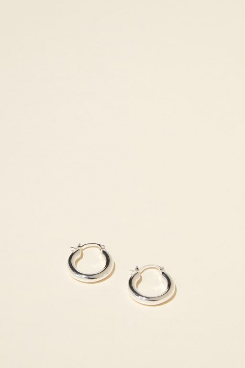Cotton On Mid Hoop Earring Women\'s Jewellery Silver | TCOfnQqWIBb