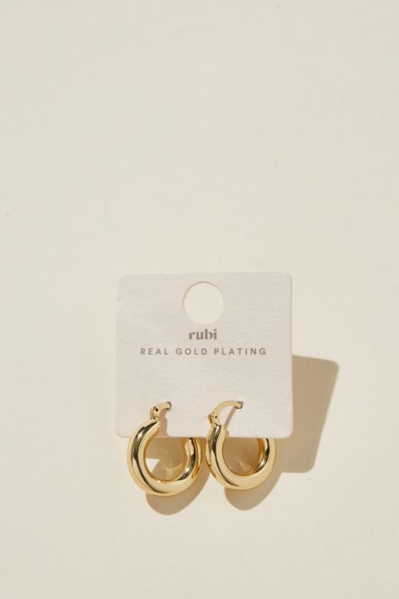 Cotton On Mid Hoop Earring Women's Jewellery Gold | nZRZPLF3ELN