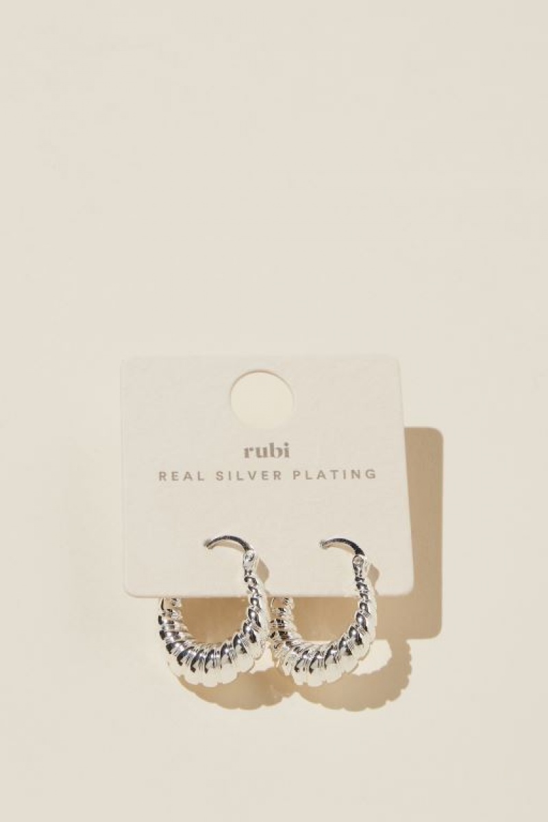 Cotton On Mid Hoop Earring Women's Jewellery Silver | W0eL4IhFSWb