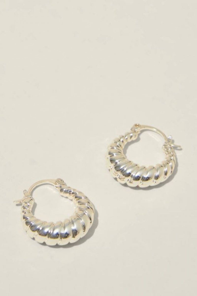 Cotton On Mid Hoop Earring Women\'s Jewellery Silver | W0eL4IhFSWb